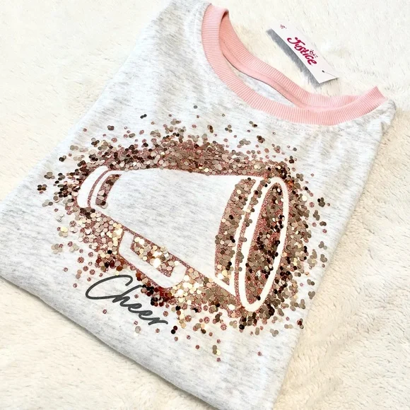 🆕Girls Justice Sequin CHEER Graphic Long Sleeve Tee - Picture 2 of 13